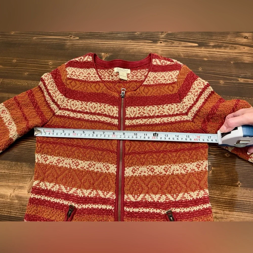 Lucky Brand Fair‎ Isle Zip Up Cardigan Sweater with 3/4 Length Sleeves